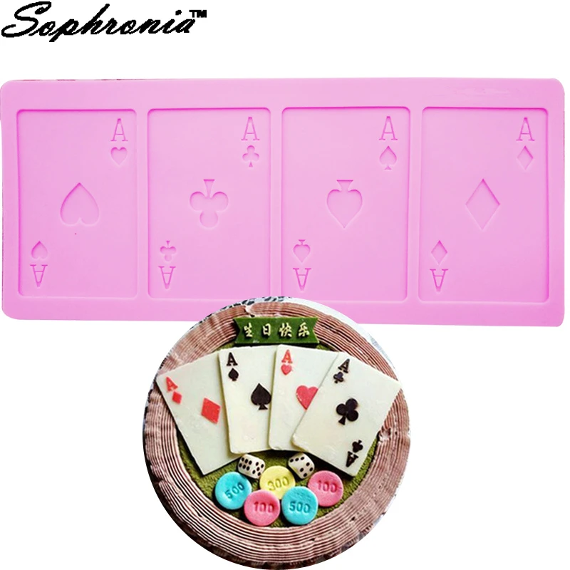 Sophronia A Poker Cookie Chocolate  Silicone Mold Playing Cards Cake Fondant Kitchen Baking Tool