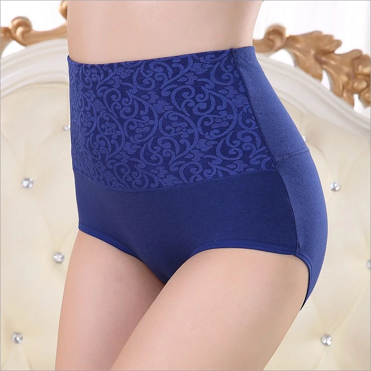 KJA181 Women Big Size Underwear Female Printing Intimates Ladies Cotton Jacquard Briefs High Waist Panties Calcinha Cintura Alta