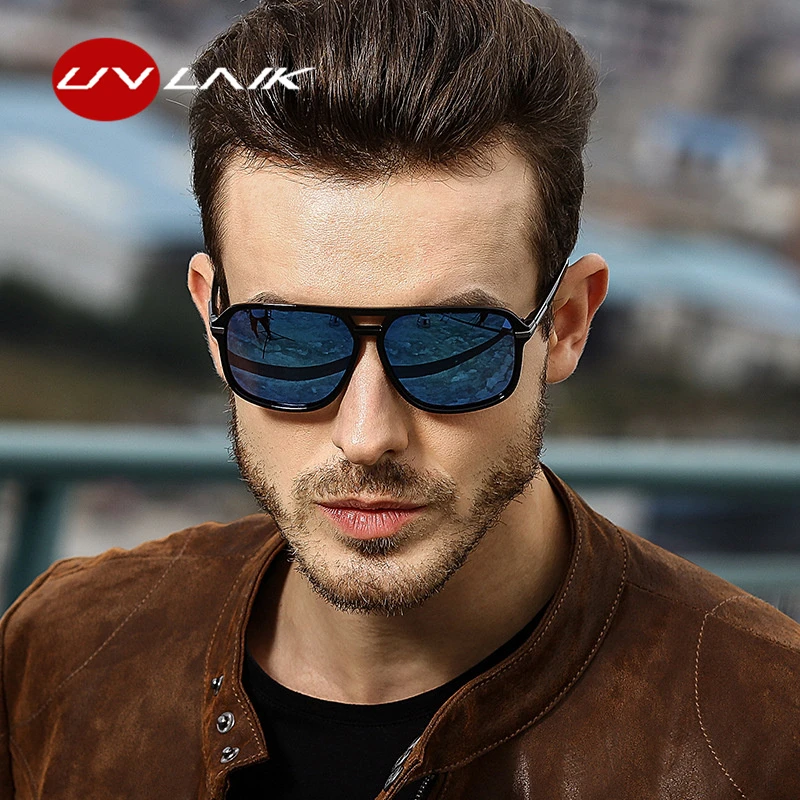 UVLAIK Rectangle Polarized Sunglasses Men Oversized Mirror Driving Sun Glasses Brand Designer Driver Sunglass UV400 Goggles
