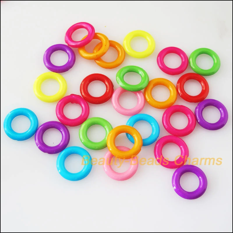180Pcs Mixed Plastic Acrylic Round Circle Spacer Beads Charms 14mm