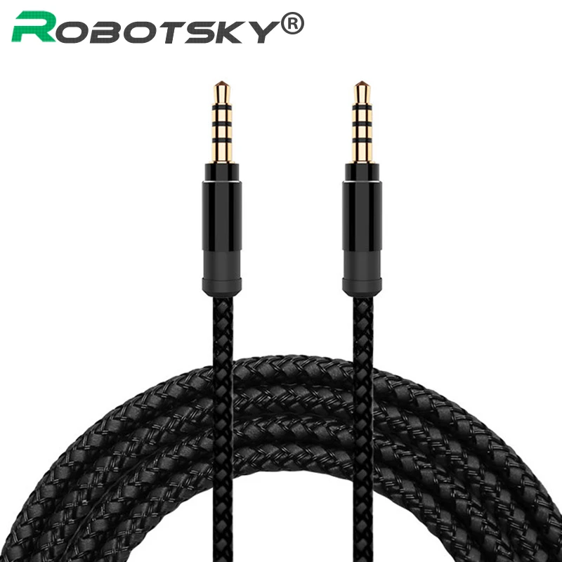 Robotsky Jack 3.5mm Audio Cable Nylon Braid 3.5mm Car AUX Cable 1.5M Headphone Extension Code for Phone MP3 Car Headset Speaker