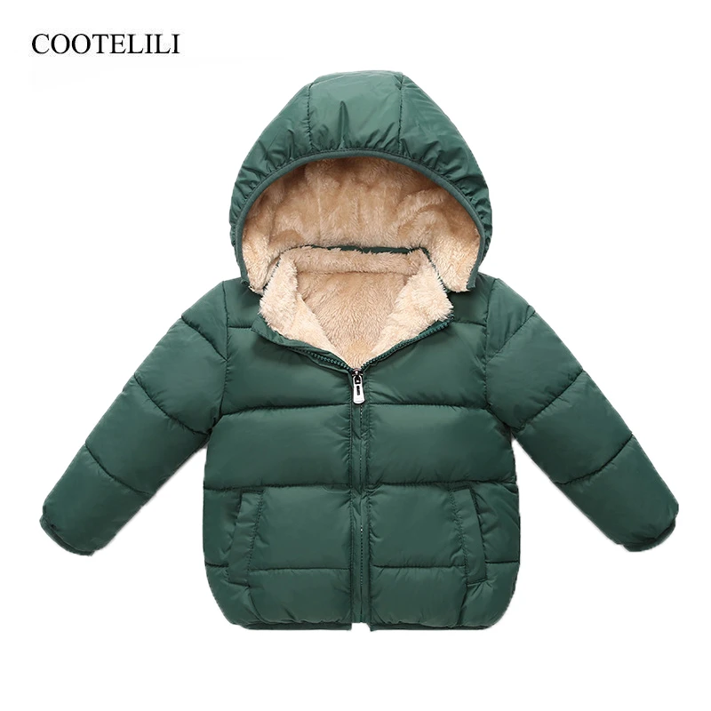 COOTELILI Fleece Winter Parkas Kids Jackets For Girls Boys Warm Thick Velvet Children's Coat Baby Outerwear Infant Overcoat