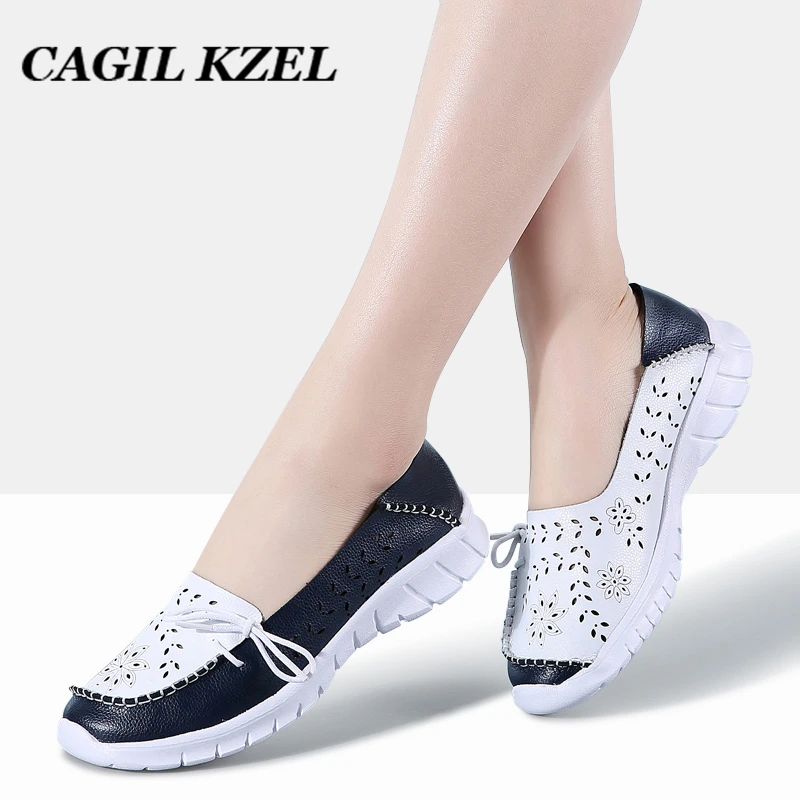 2021 Fashion Women Flats Shoes Genuine Leather Shoes Woman Slip-on Ballerina Flats Mother Boat Shoes moccasins zapatillas mujer