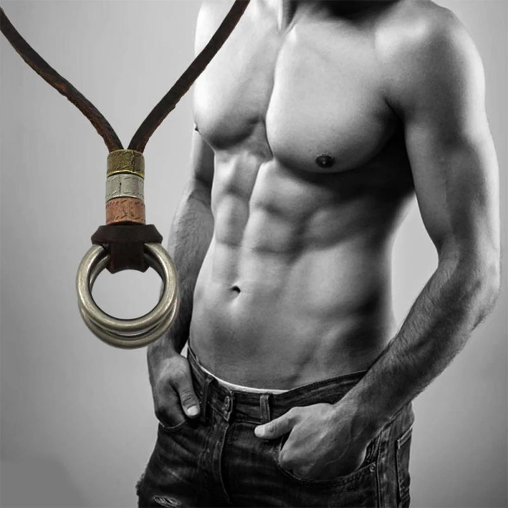 Genuine leather male necklace 2021 high quality handmade cowhide men pendent retro charming jewelry resizable