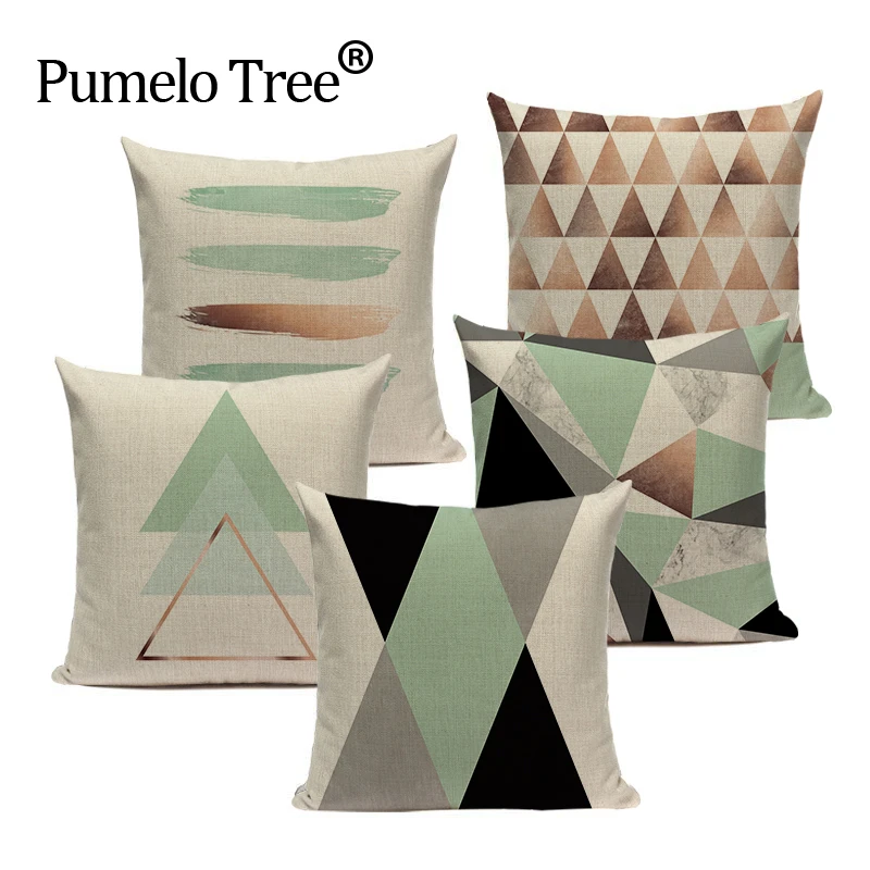 Customable  Pillow Cushion Geometric Pillowcases  Decorate High Quailty Modern Green Sofa Cushion Cover For Living Room