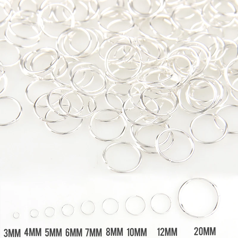 New Silver Mixed Color 3/4/5/6/7/8/10/12/20mm Tone Metal Open Jump Rings Necklace Close Tool Ring DIY Jewelry Making
