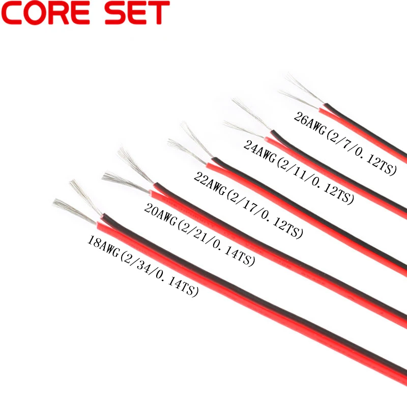 10 Meters 18/20/22/24/26 Gauge AWG Electrical Wire Tinned Copper Insulated PVC Extension LED Strip Cable Red Black Wire