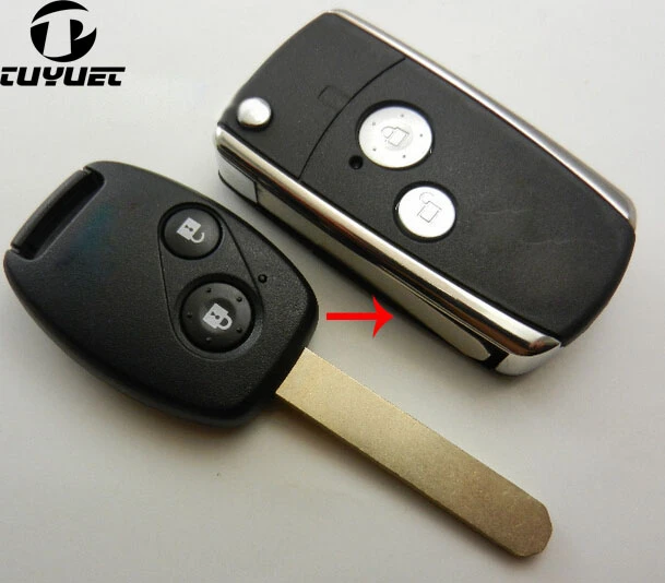 2 Buttons Remote Folding Key Shell Fit For Honda Pilot CRV Accord Civic Fob Modified Keyless Case Flip Foldable replacement 2B