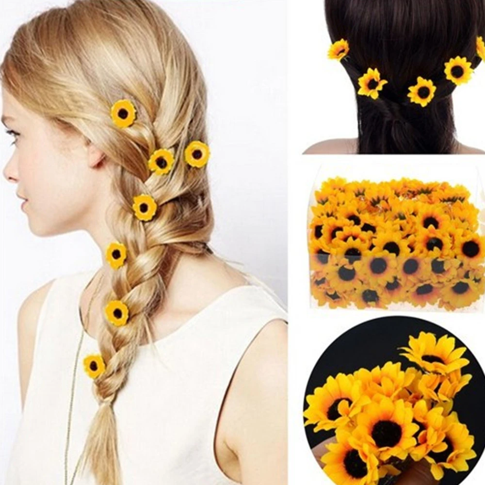 6Pcs Boho Summer Sunflower Daisy Hairpin Cuff Clip Headband Hair Pin Accessories Women's wedding Jewelry Bijoux