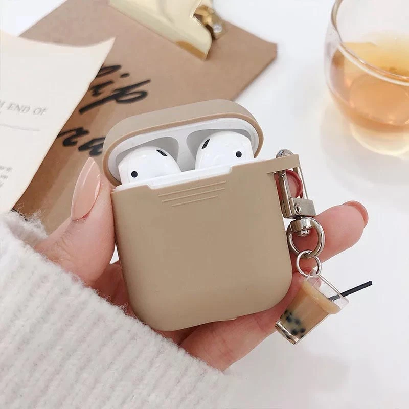 Milk Tea Pendant For AirPods Protective Cover Silicone Soft Wireless Bluetooth Headset set Personality Female Cover Anti-Fall