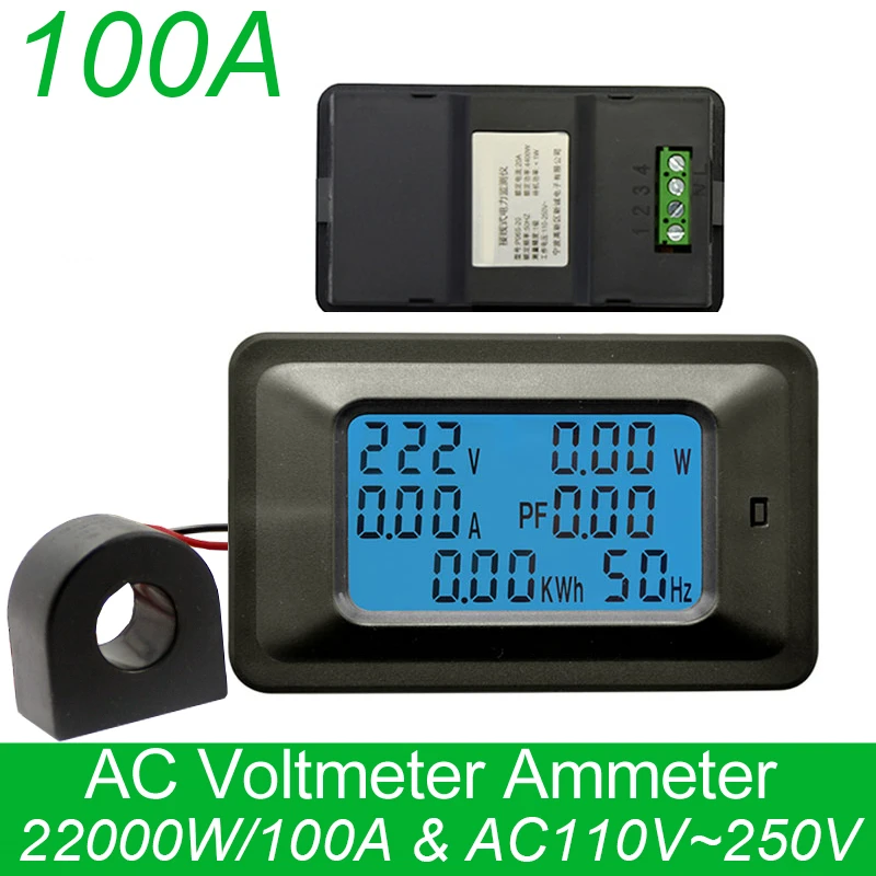 AC 20A/100A Digital Voltage Meters indicator Power Energy Voltmeter Ammeter current Amps Volt wattmeter tester detector