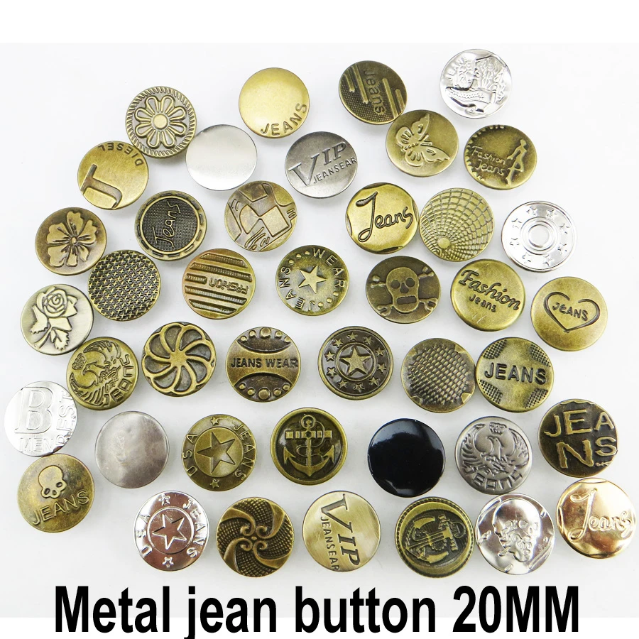 30PCS 20MM MIXED Metal Jeans Button Sewing Clothes Accessories Trousers Fit  Decoration JMB-023