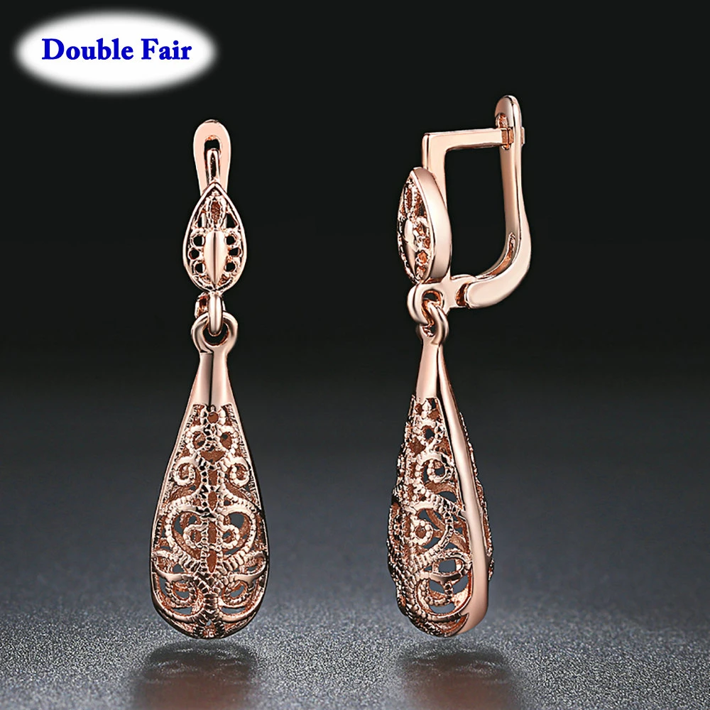 Ethnic Style Vintage Water Drop Earrings Rose Gold Silver Color Wedding Fashion Brand Retro Jewelry For Women Brincos DWE787M