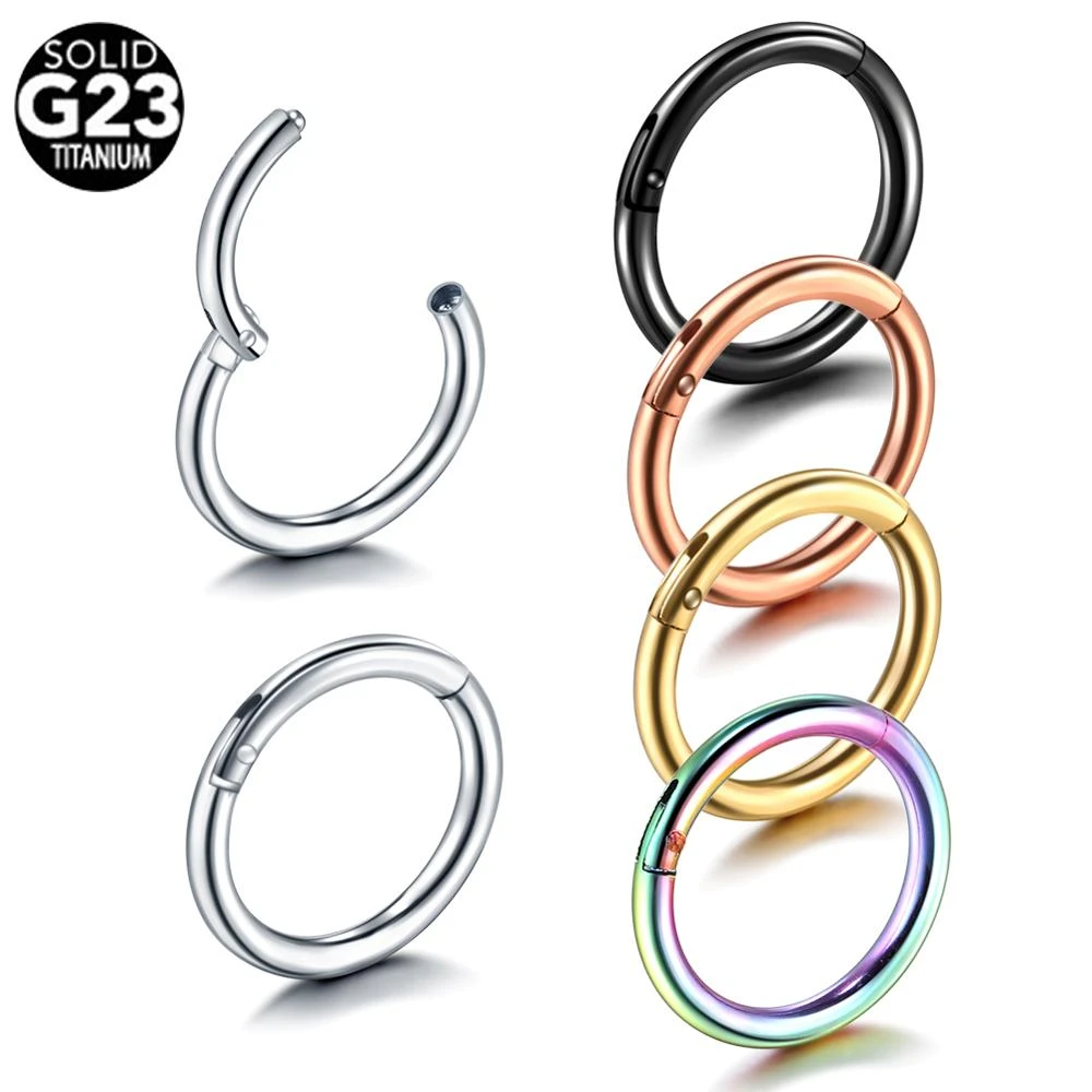 1PC Titanium 16G Segment Hinged Ring 18G Septum Nose Clicker Piercing 14G Nose Lip Earrings Helix Nose Piercing Body Jewelry