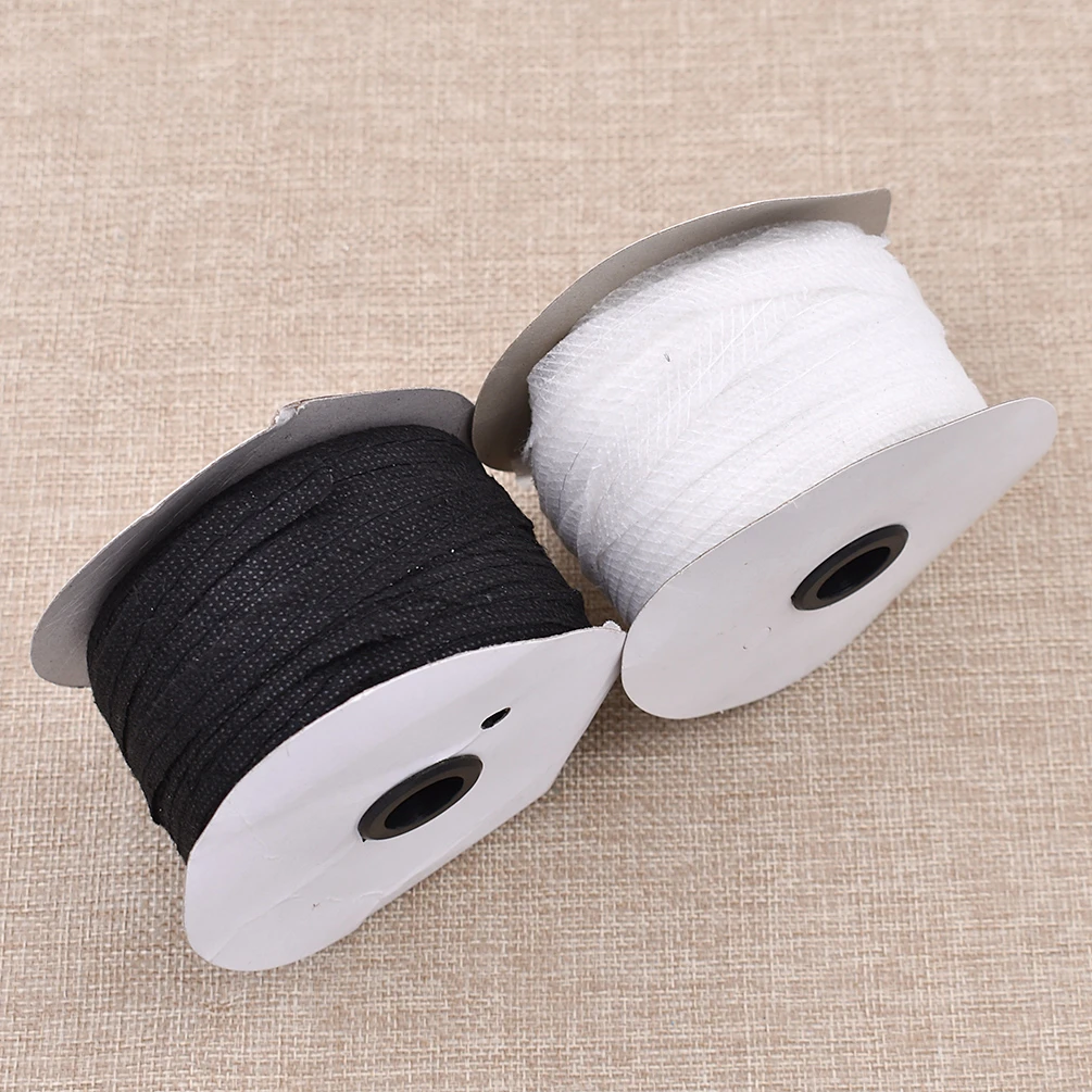 100m Black White Color Non-woven Fabric Fusible Single Side Adhesive Tape Interlining Cloth DIY Sewing Lining Supplies