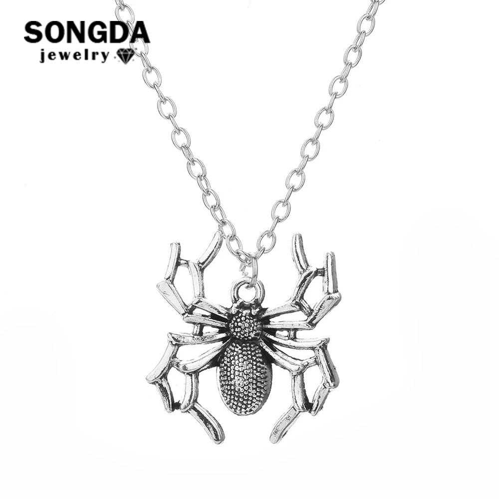 SONGDA New Arrival Minimalist Spider Pendant Necklace Punk Rock Fashion Chain Necklace Choker Gothic Men Women Bijoux Jewelry