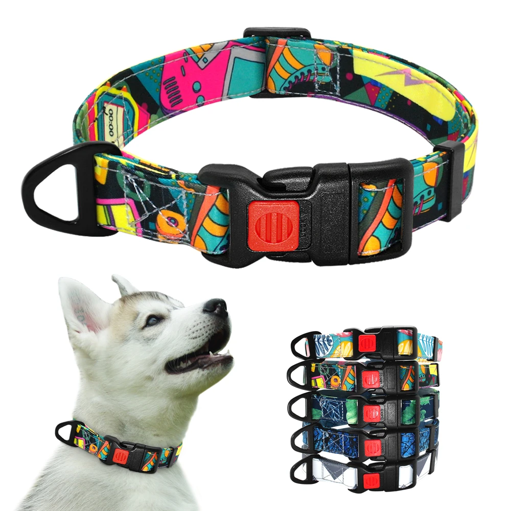 Nylon Printed Dog Collar Adjustable Puppy Small Dogs Collar Pet Collars for Chihuahua French Bulldog Pet Products