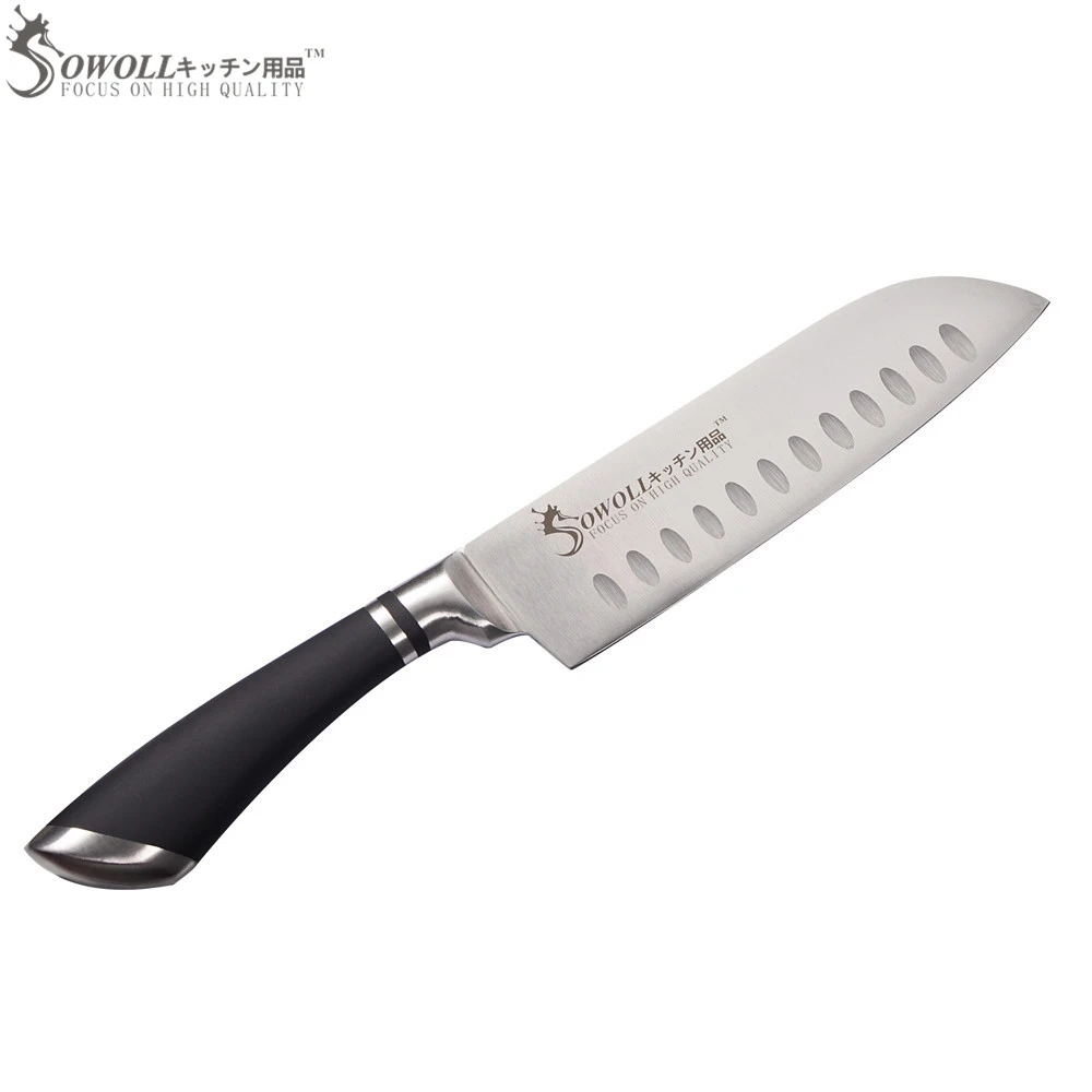 SOWOLL Brand 7 inch Stainless Steel Knife New Design ABS+Stainless Steel Handle Santoku Kitchen Knife Sharp Japanese Chef Knife