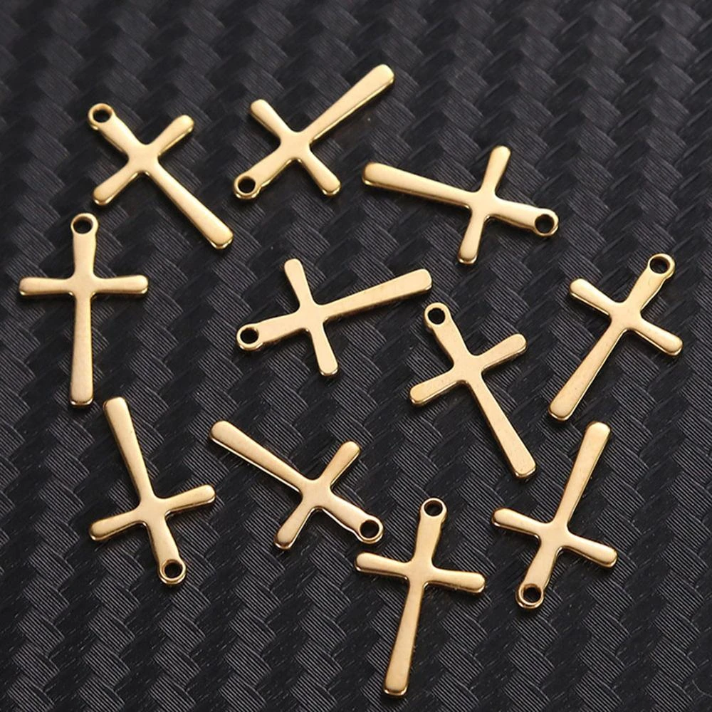 20Pcs/lot  Stainless Steel Cross Charms Pendant Religious Jewelry Making DIY Charms Handmade Crafts