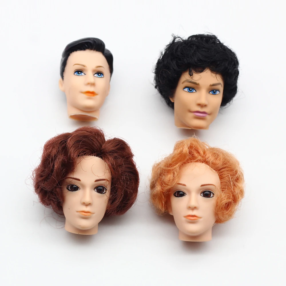 One Pcs 3D eyes Black brown hair Boyfriend Male Doll Head For Ken Doll For 1/6 Barbies Boyfriend Doll Accessories er019