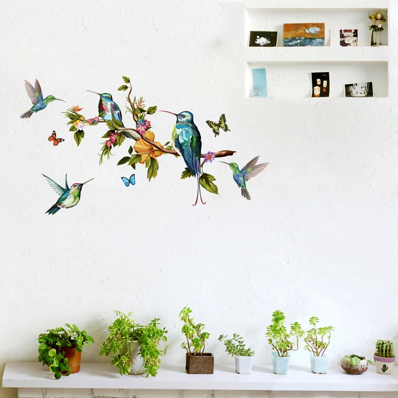 Multicolor Butterflies and birds flying Wall Sticker Living room bedroom decorations wallpaper Mural Removable stickers