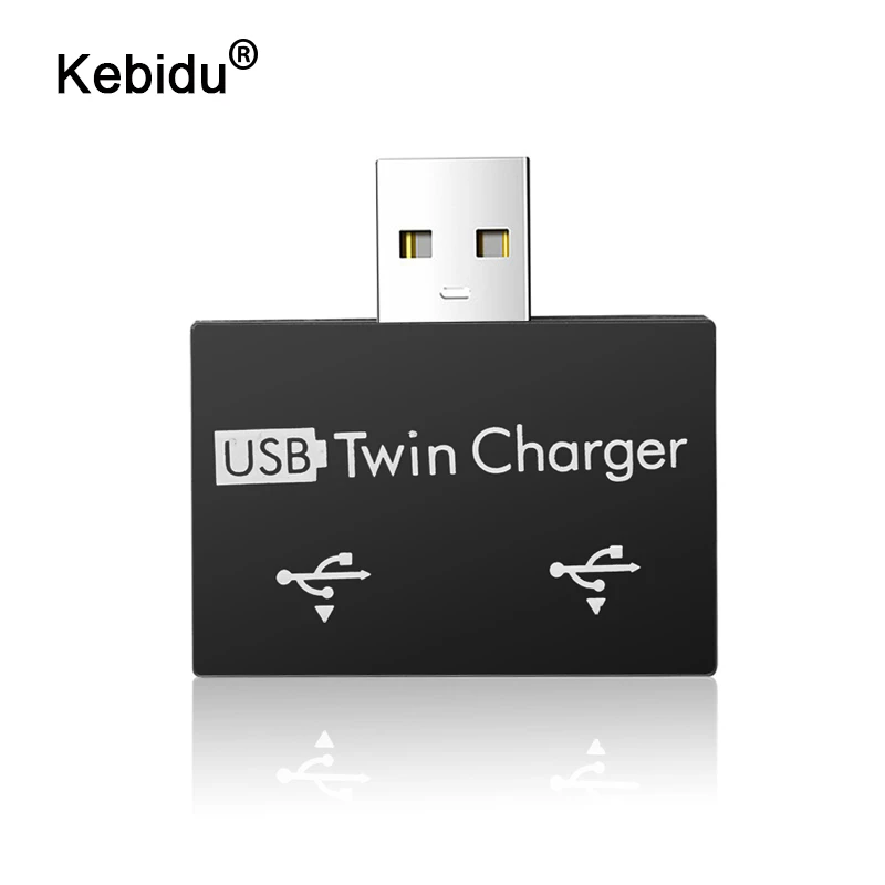 kebidu USB2.0 Male to Twin Charger Dual 2 Port USB Splitter Hub Adapter Converter Charging USB Wire Plug for Laptop PC