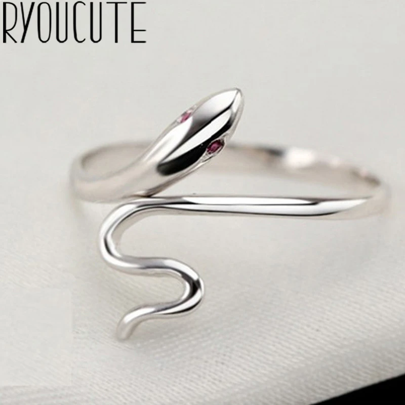 Bohemian Real Silver Color Snake Rings Gifts for Women Wedding Ladies Fashion Adjustable Antique Rings joyas de plata