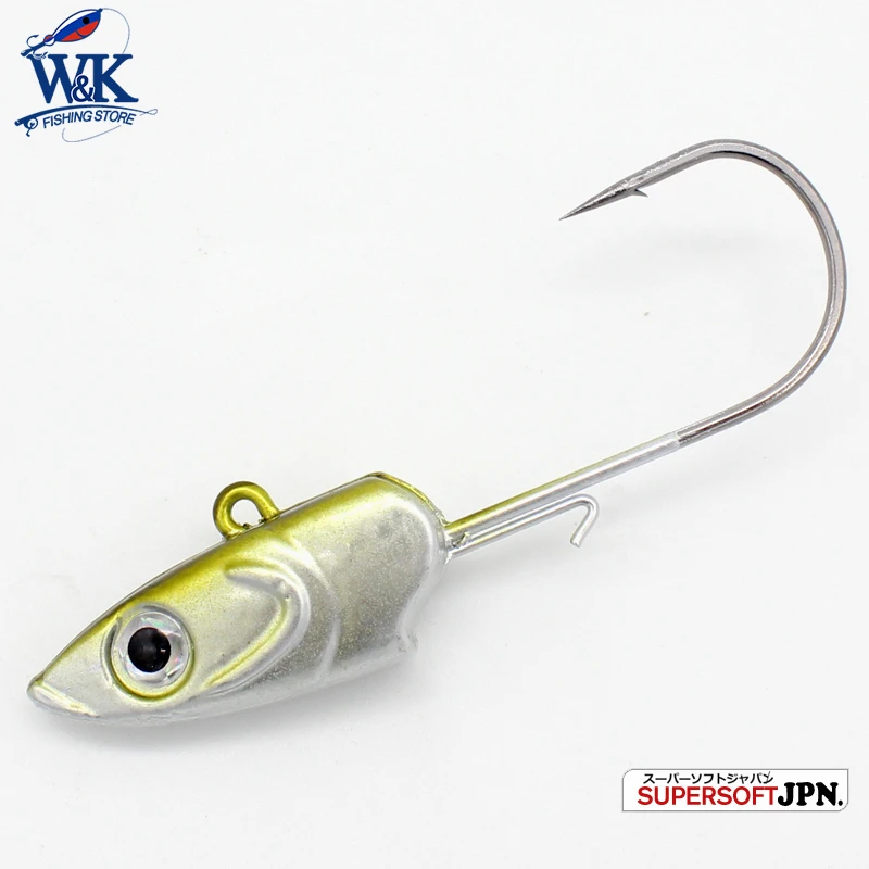 WK Strong 8/0 90g and 6/0 60g Jig Hooks Big Jig Head for Soft Lure Weighted Fishing Hooks Colorful JIGS