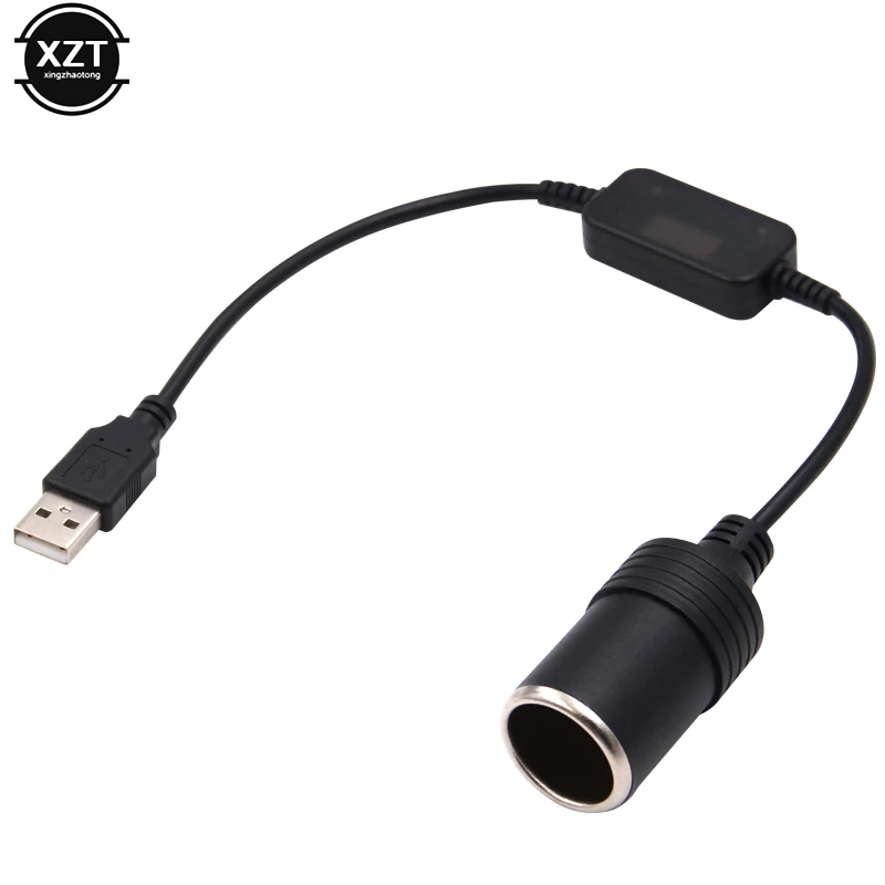 Converter Adapter Wired Controller USB Port to 12V Car Cigarette Lighter Socket Female Power Cord for Xiaomi Power Bank DVR
