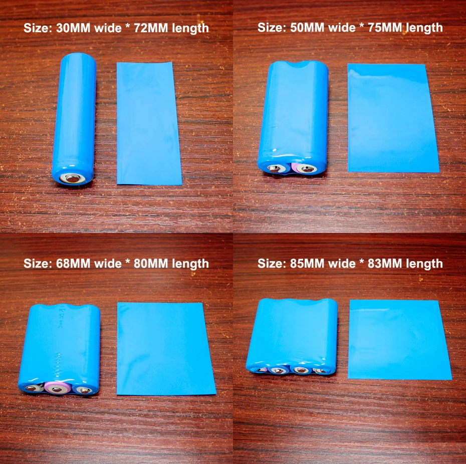 100pcs/lot 18650 lithium battery skin PVC heat shrinkable film battery shrinkage package insulating sleeve