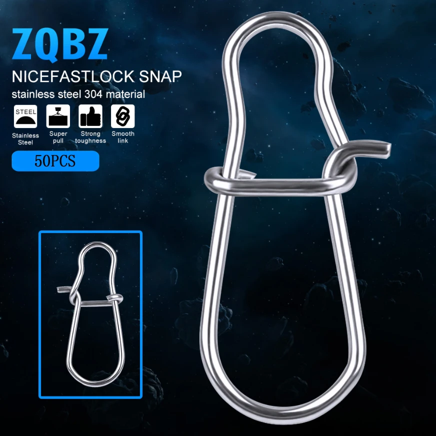 50pcs/lot NiceFastlock Snap 0#-8# Fishing Barrel Swivel Hooked Safety Snap Pin Connector 12mm-33.5mm Swivel Snap Fishing Tackle