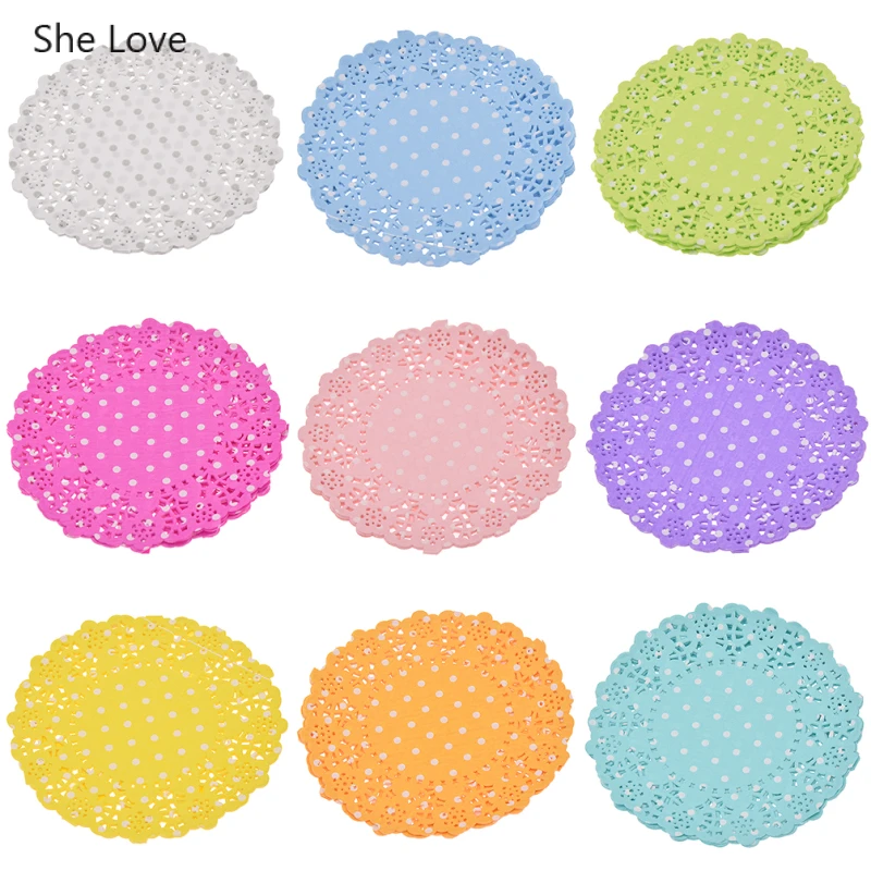 Chzimade 10Pcs/lot Dots Lace Paper Doilies Placemats For Wedding Party Decoration Supplies Scrapbooking Paper Crafts