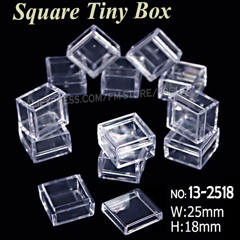 25x18mm Tiny Square Box Clear Plastic Storage for DIY Tool Nail Art Jewelry Accessory beads stones Crafts case container