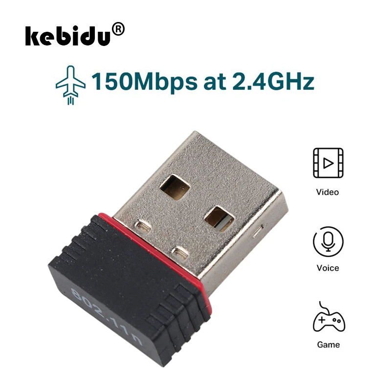 kebidu Mini USB Wifi Adapter 802.11n Antenna 150Mbps USB Wireless Receiver Dongle Network Card External Wi-Fi For Desktop Laptop