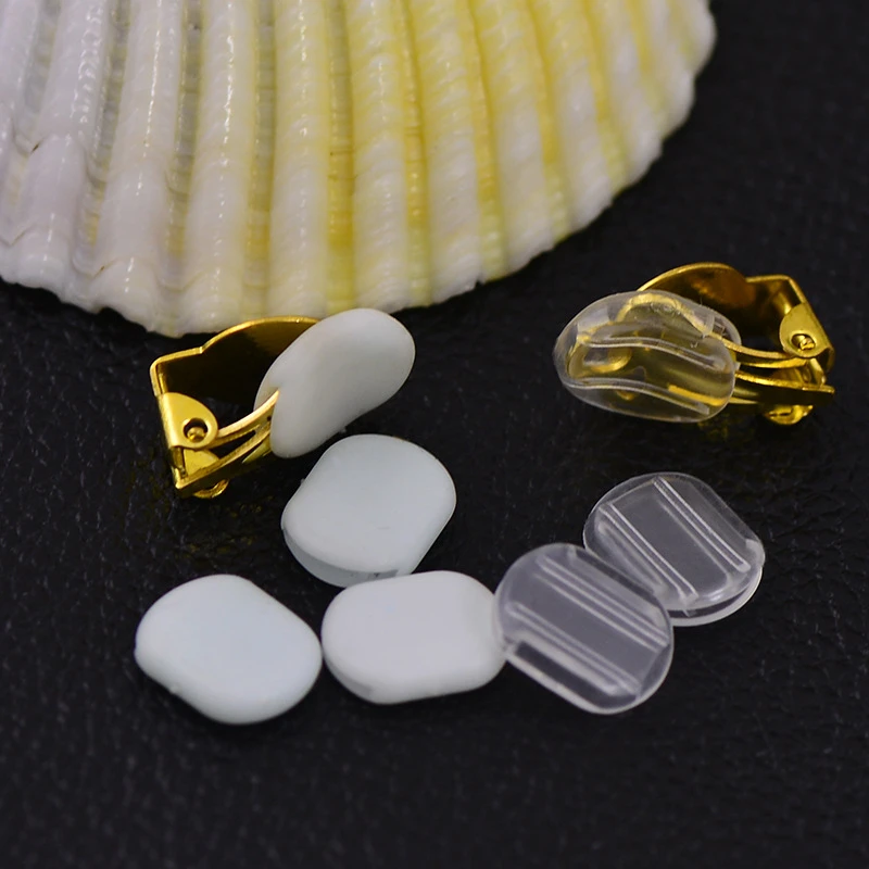 50 PCS 8.2*10.2mm White Transparent Silicone Ear Clip Pad Anti-pain Earrings Components DIY Jewelry Findings
