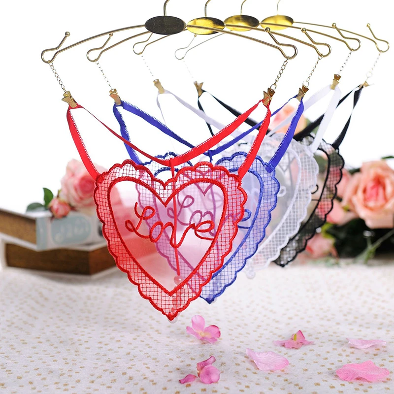 Sexy Pendant Lady T-back Embroidery Pearl G String Women Massage Low Waist Thongs Underwear Briefs Transparent Mesh Panties