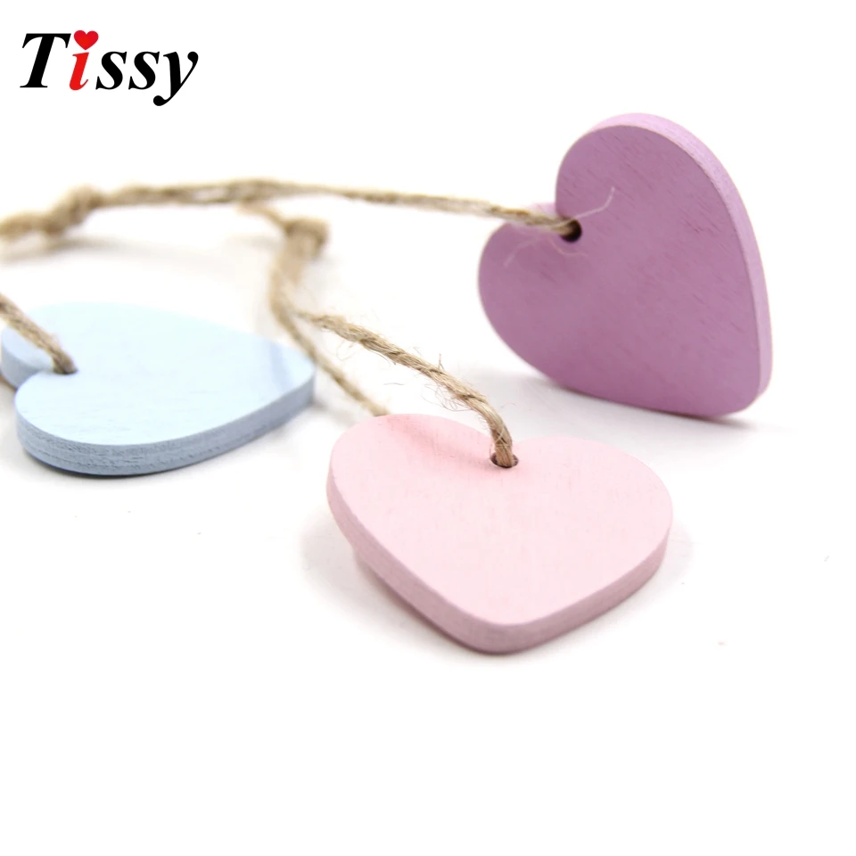 10PC Wood Craft Lovely Wooden Hearts Wooden Pendants Ornaments Wedding Favors Vintage Home Wedding/Birthday Party Decorations