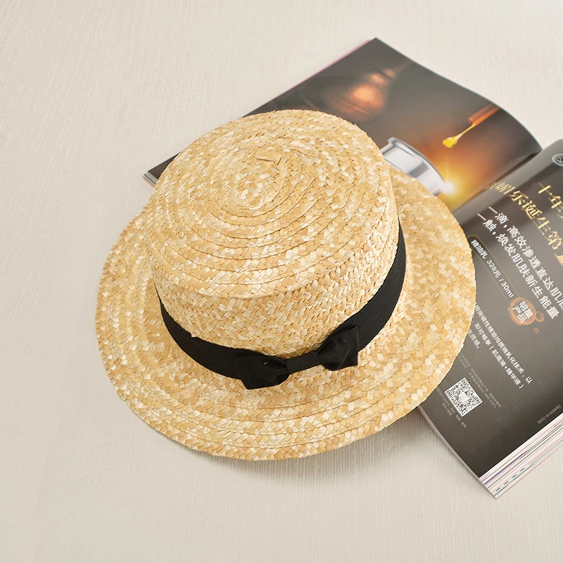 2016 summer Flat sun hats for women chapeau feminino straw hat panama style cappelli Side with bow Beach bucket cap girl topee