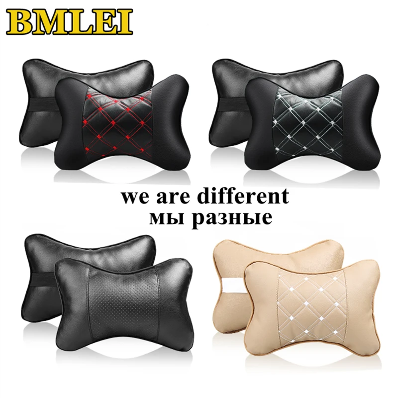 Both Side PU Leather Car Neck Pillow Breathable Uinversal Car Seat Head Neck Rest Cushion Headrest Auto Interior Accessories
