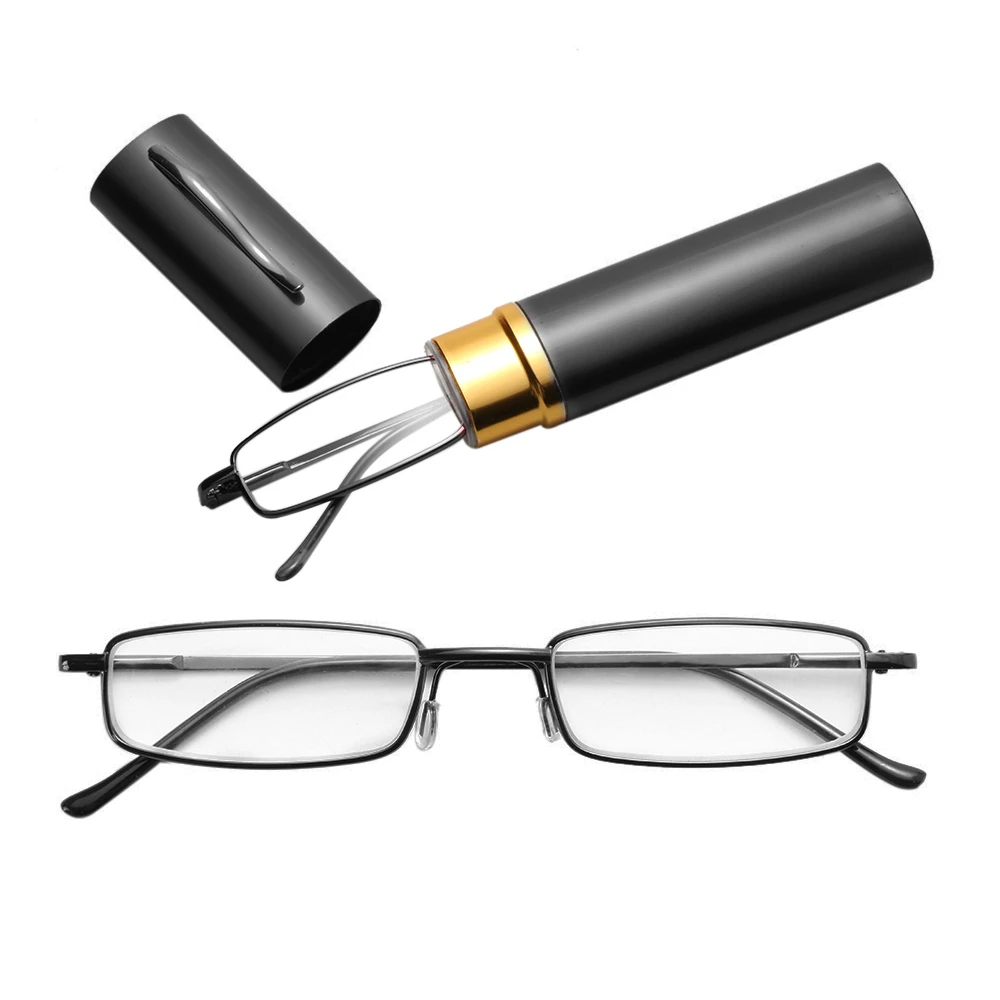 Portable Reading Glasses With Case Men Women Presbyopic Glasses Frame Case Spring Hinge Eyeglasses Eyewear +1.00~ +4.00
