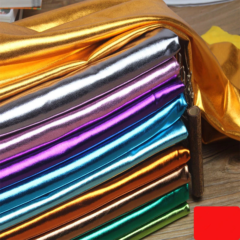 150cm*50cm Stretch Shiny Gold Foil bronzing Spandex Fabric Material PU glossy leather fabric for DIY stage cosplay costume Dress
