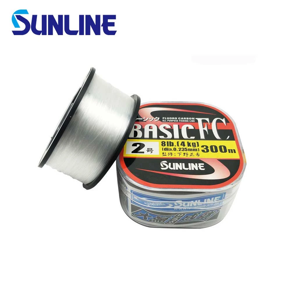 100% Original SUNLINE BASIC FC 225M/300M Transparent Color Carbon Fiber Fishing Line Suitable for Many Fishing Methods