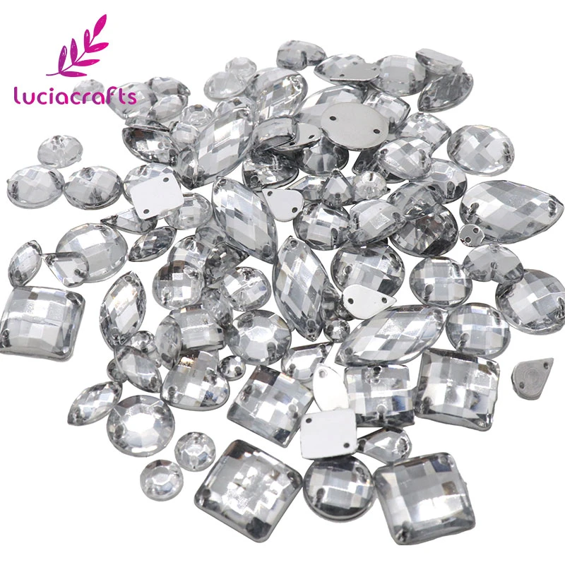 Lucia crafts Mixed Shapes clear sew On Rhinestones Flatback Clothes DIY Decoration Accessories D1105
