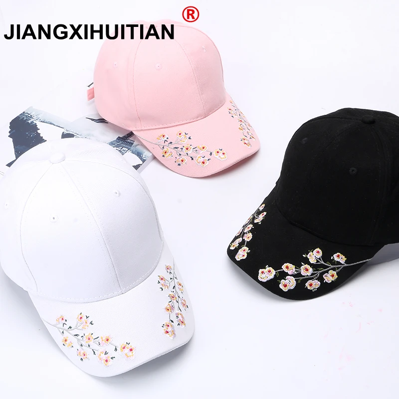 Hats Women Embroidery Cotton Baseball Cap Snapback Caps Hip Hop Hats Casquette  girls flowers Baseball cap free shipping