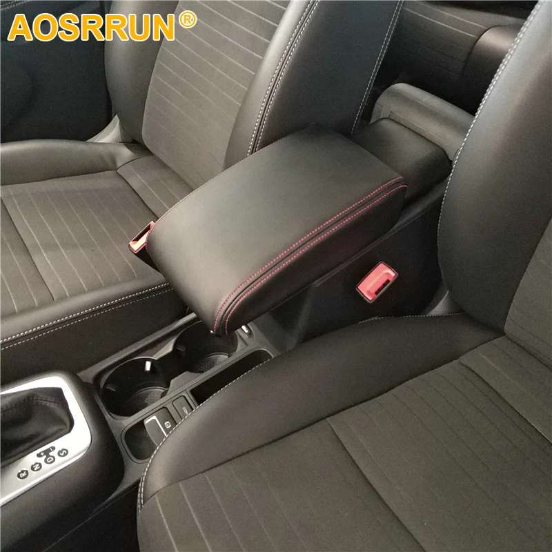 AOSRRUN PU leather Car Armrest Box Cover Car Accessories For VW Volkswagen Tiguan MK1 2007-2014