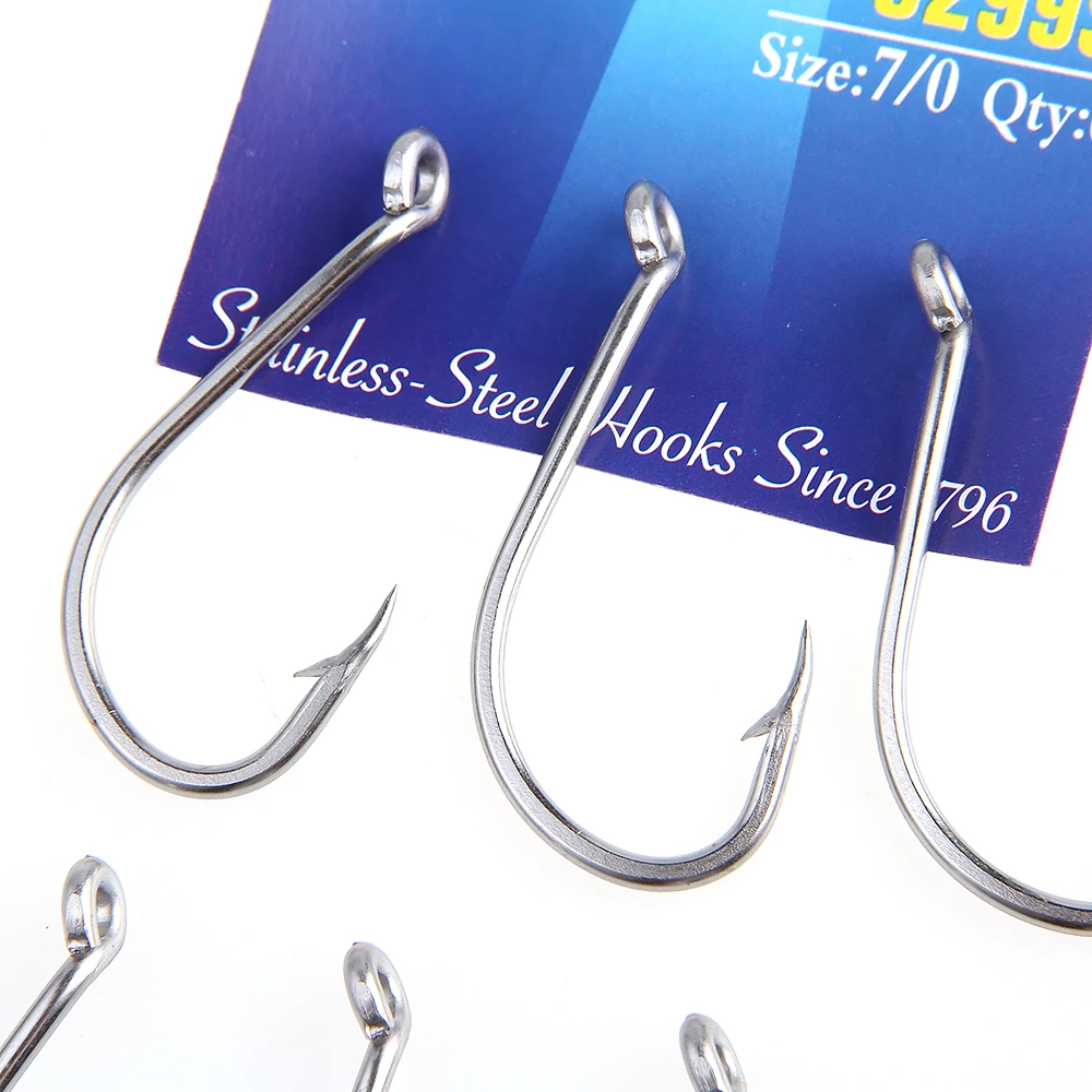 FISH KING 5packs 7/0#-6# Stainless Steel Sea Fishing Hooks Saltwater Barbed Assist Baitholder Octopus Hook With Ring