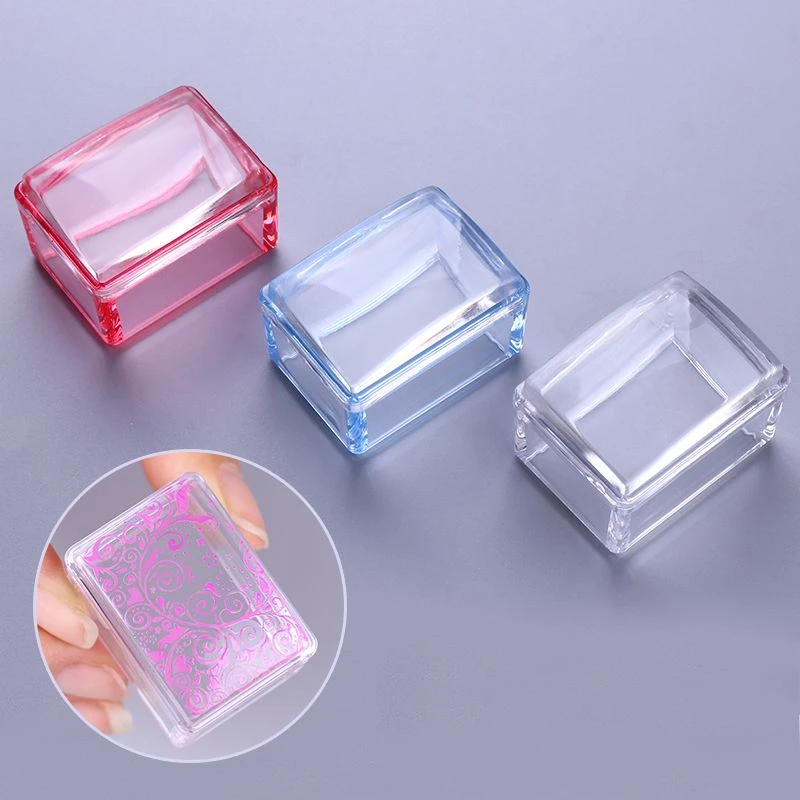 Rectangle Nail Stamper Silicone Jelly Head with Scraper Polish Transfer Template Nail Art Stamping Plate Tool