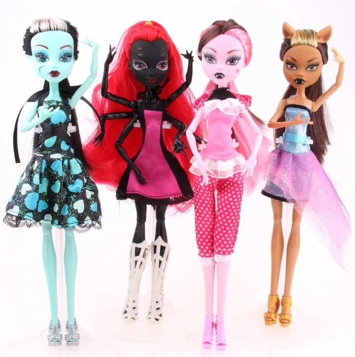 High Quality Fasion Monsterr Dolls Draculaura/Clawdeen Wolf/ Frankie Stein / Black WYDOWNA Spider Moveable Body Girls Toys