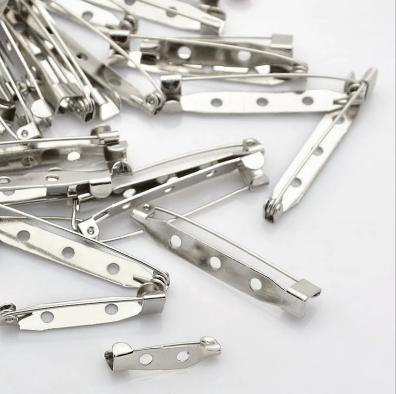 50PCs 15/20/25/32/38/40/45mm Brooch Base Back Bar Pins Findings Jewelry Making Clip Safty Catch Findings Pin Back Brooch