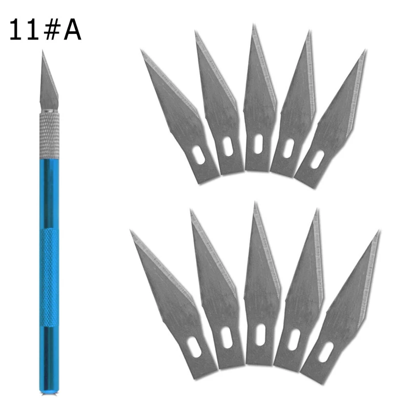 11 Blades Craft Artwork Cutting Knife DIY Carving Knife Stencil Scoring Hobby Chiseling Model Repairing Sculpture Scalpel Knife